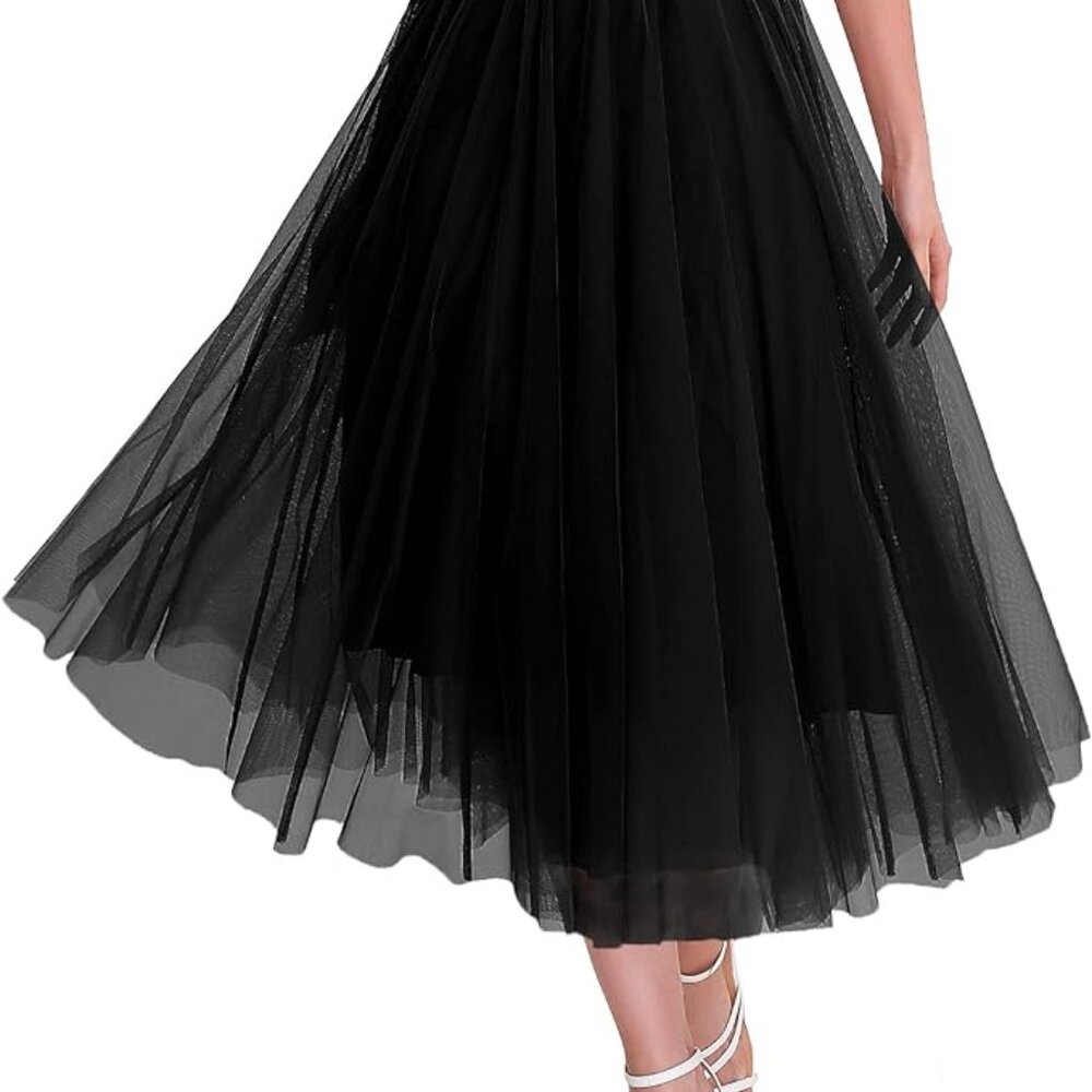 Mliyasan Elegant Black Tulle  Skirt